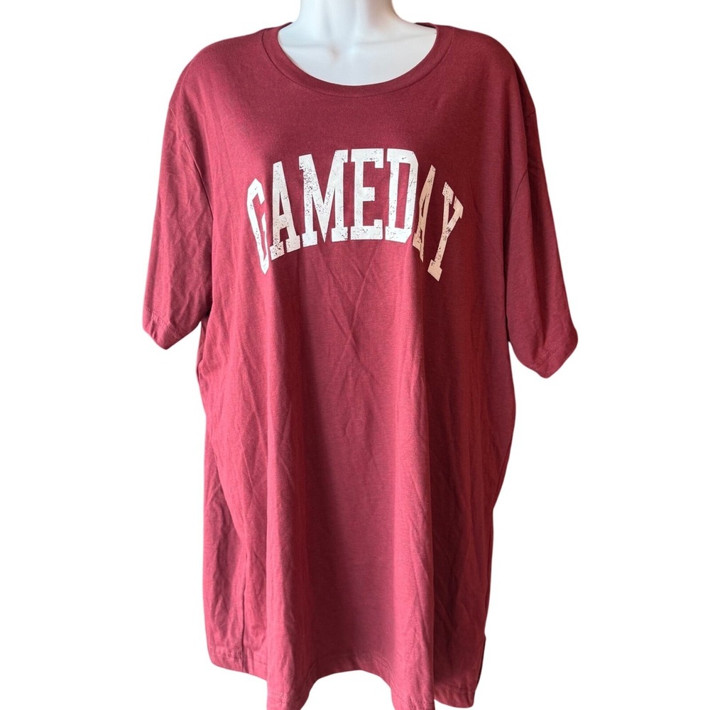 Bella Canvas Gameday T-Shirt Burgundy Graphic Tee Top Women's Size 2XL